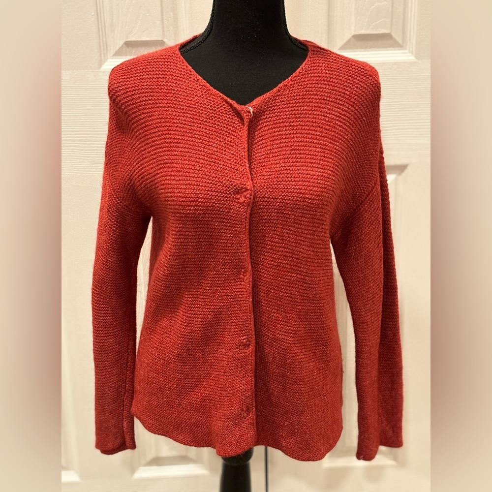 EILEEN FISHER WOMENS MERINO WOOL & MOHAIR BLEND SNAP BUTTON  CARDIGAN SIZE PS